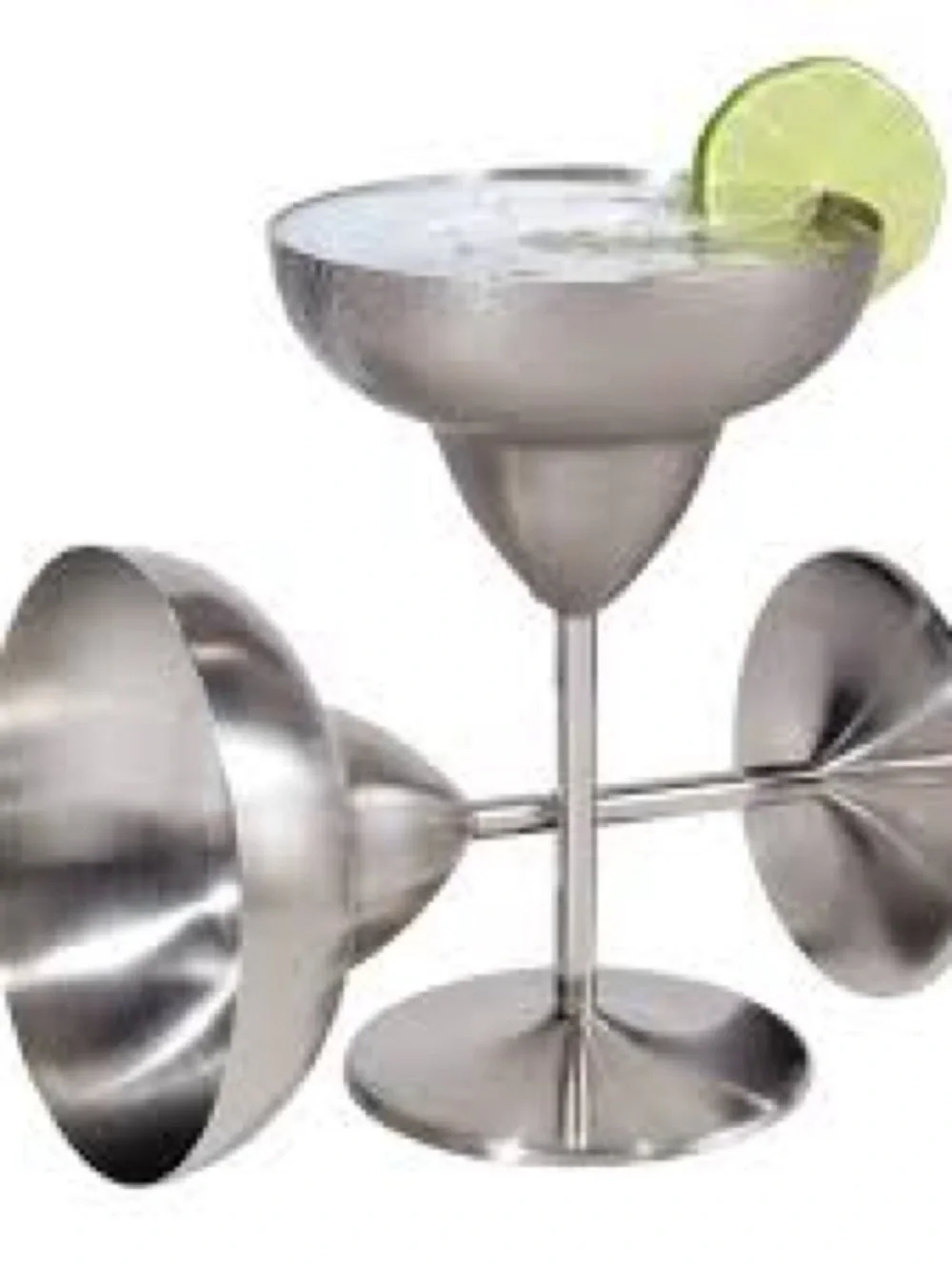 Margarita Glasses Set of 2 brushed stainless steel   For Drinks or Dessert